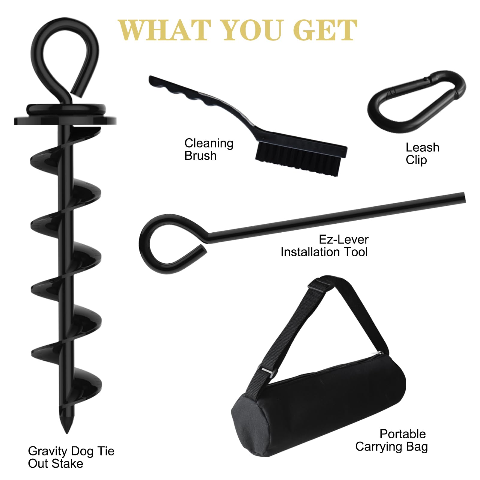 Clip de laisse pour piquet afin de maintenir le chien en sécurité.