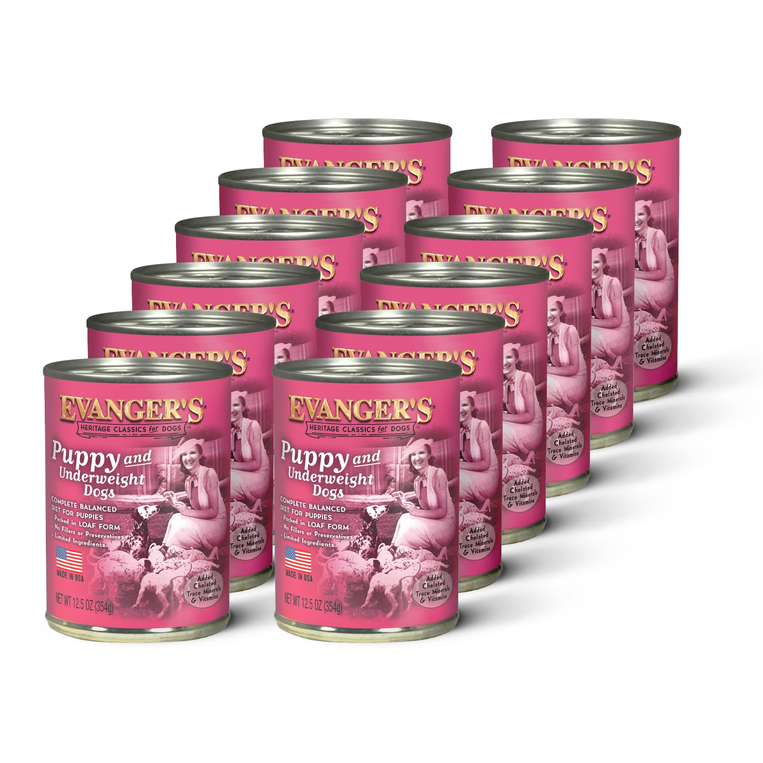 Evanger's Heritage Clasica, lata pollo-arroz para cachorros, comida completa