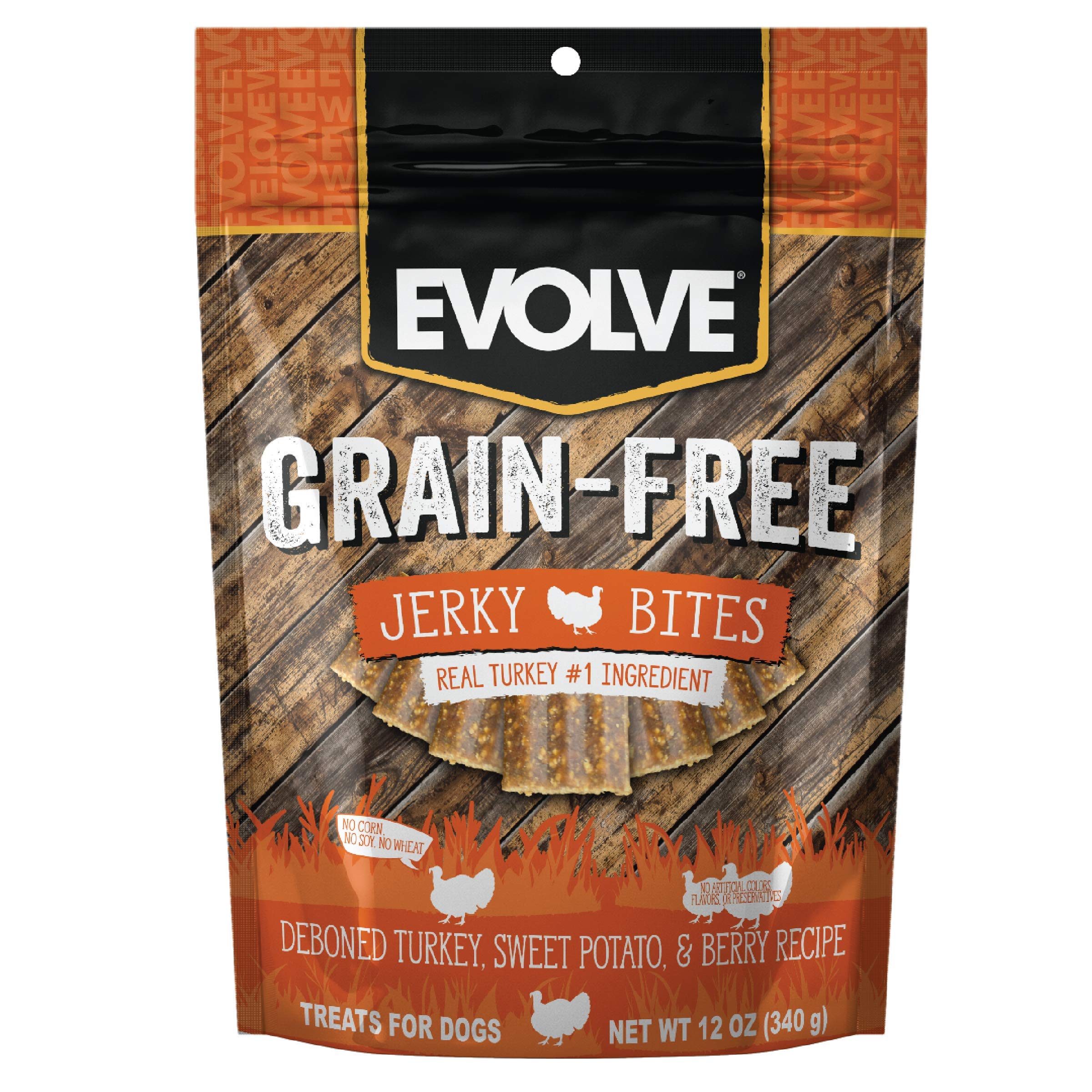 Bocados de pavo sin granos de Evolve, recompensa ideal para entrenamiento.