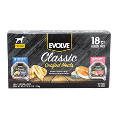 Evolve Classic Meals pollo, empaque de 18 raciones, conveniente para dueños ocupados.