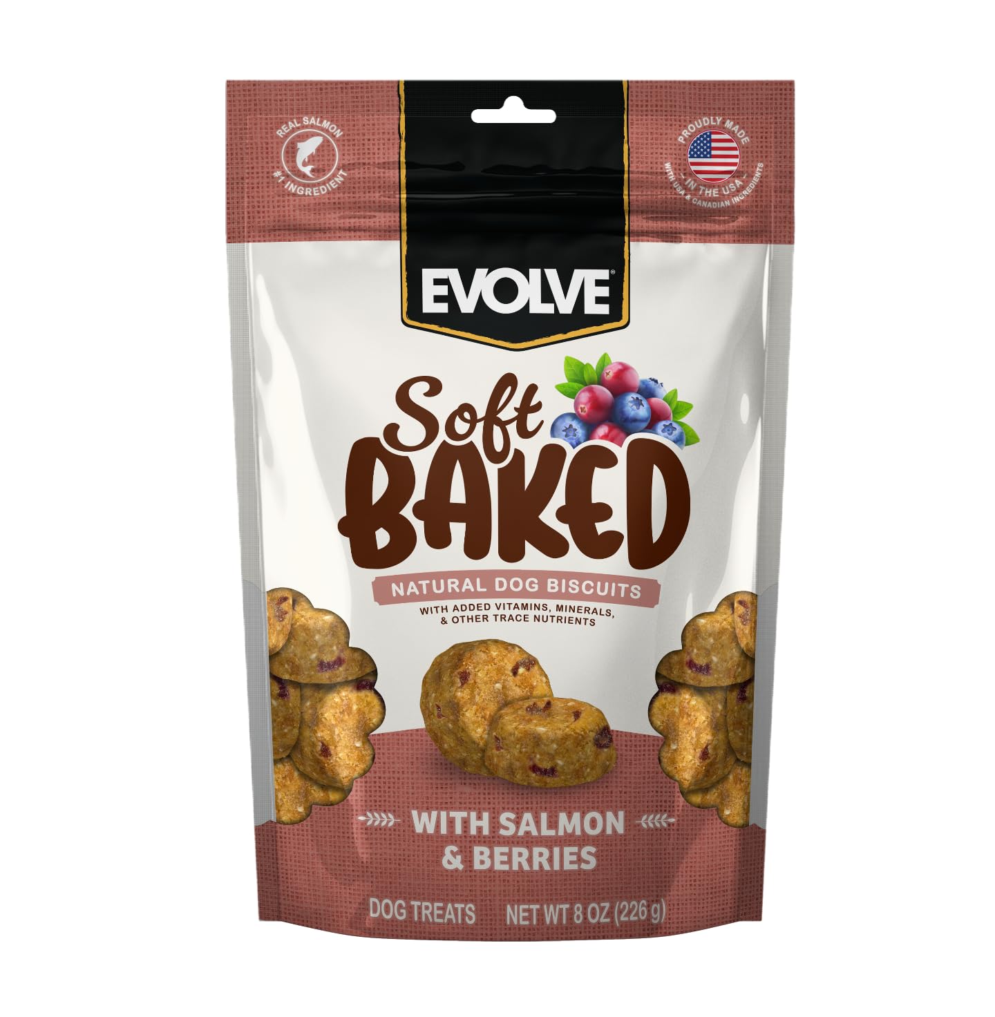 Galletas Evolve de salmón y arándano, perfectas para entrenamiento diario