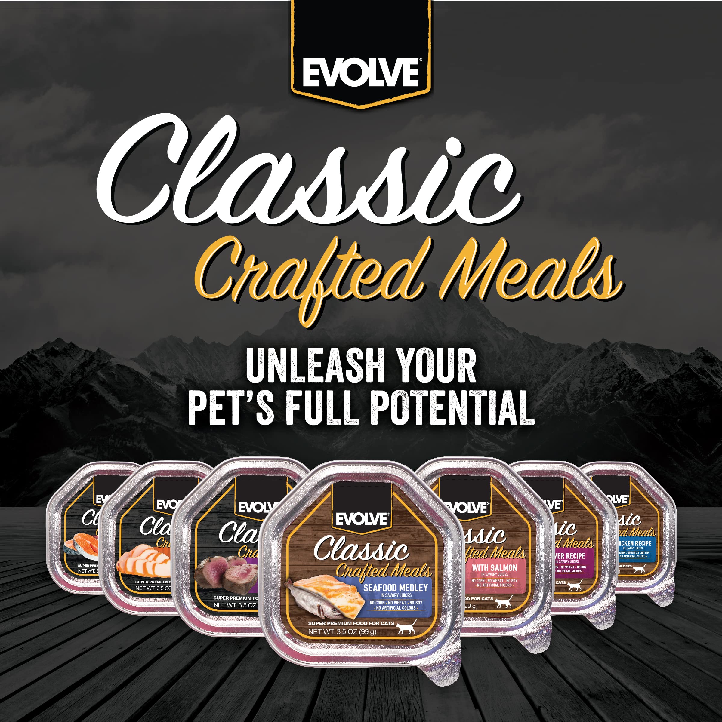 Evolve Gatos Sin Colorantes 3oz: opción natural sin colorantes artificiales.