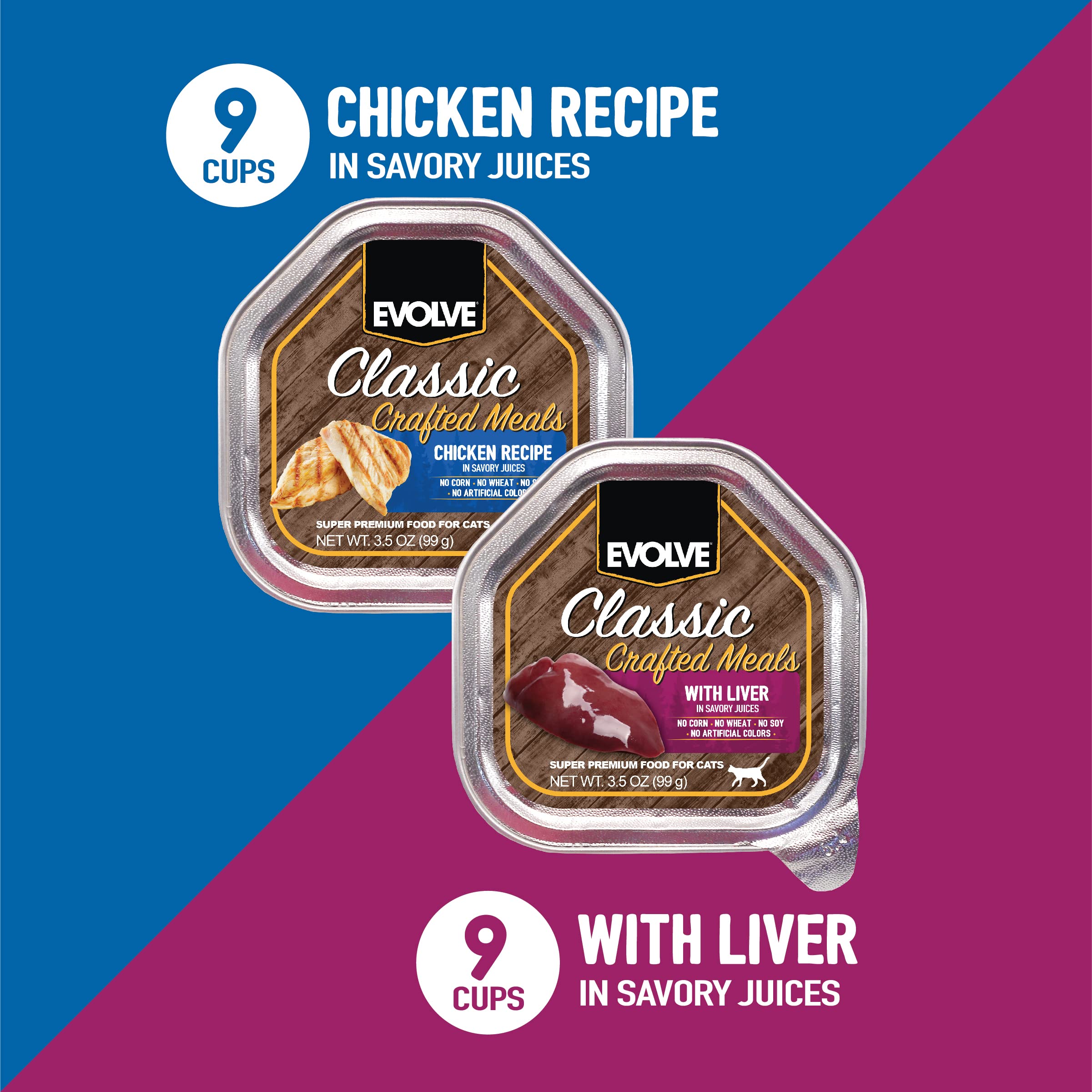 Evolve Gatos Textura Sabrosa 3oz: ideal como topper o comida principal.