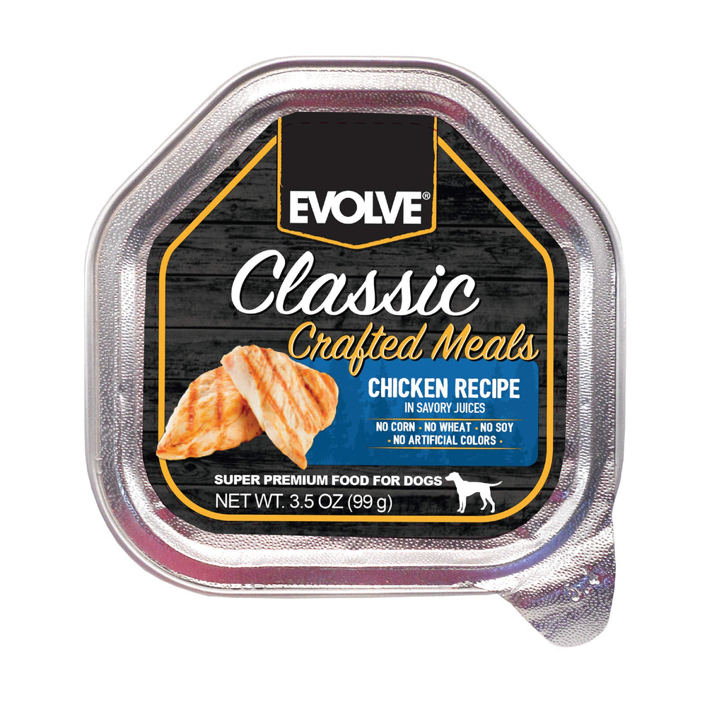 Lata de Evolve con receta de pollo, comida completa para perros pequeños enlatada
