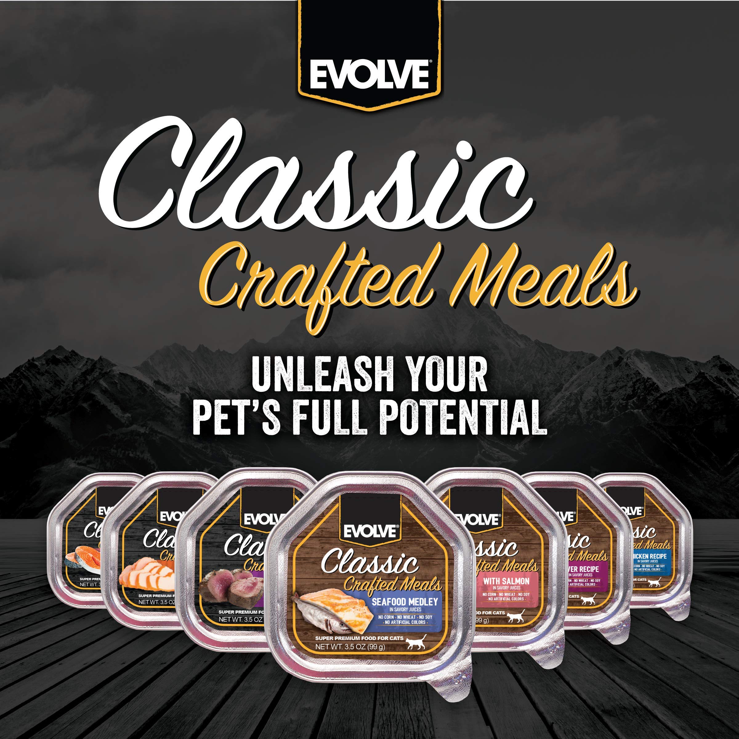 Presentación de Evolve con arroz, zanahorias y pollo en lata