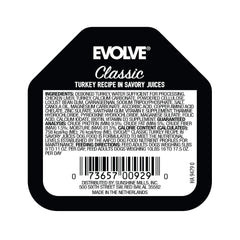 Evolve en lata con caldo de pavo, textura sabrosa para perros.