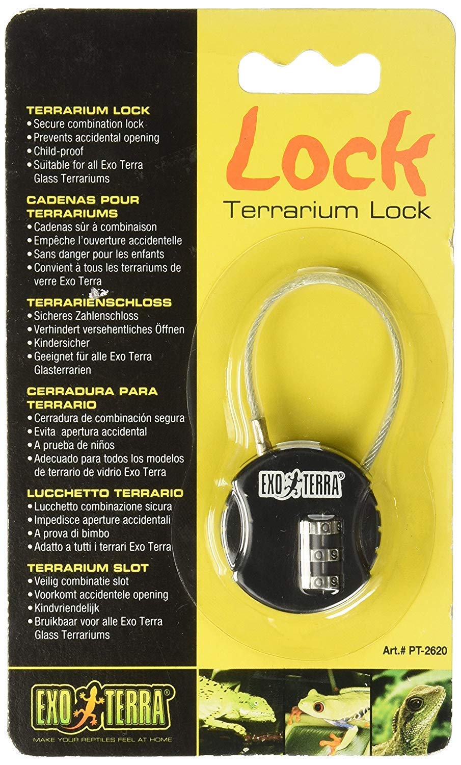 Exo Terra cerradura para terrario de vidrio ofrece seguridad y evita aperturas accidentales.