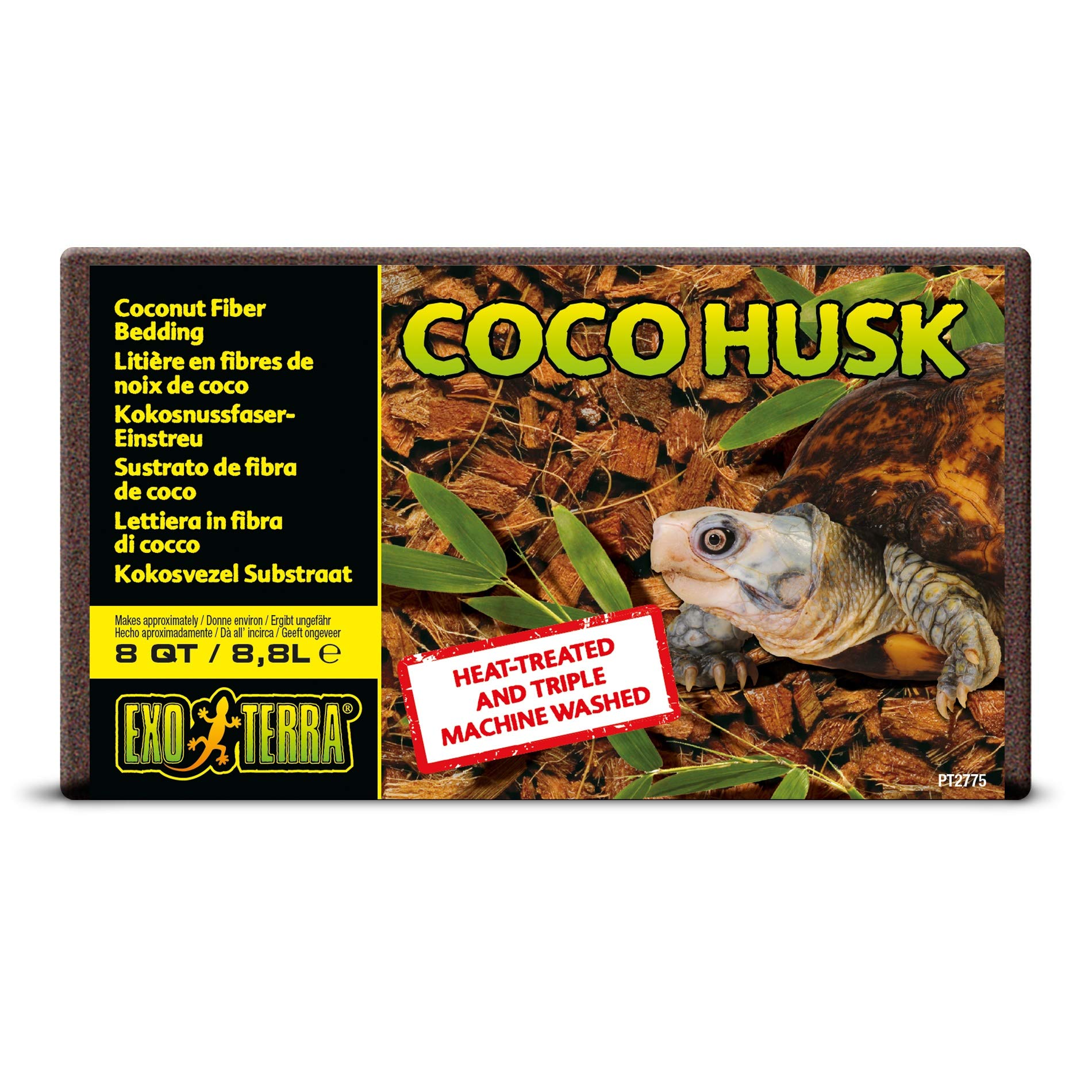Exo Terra Coco Husk Brick, interior de terrario, mejora la humedad para reptiles.