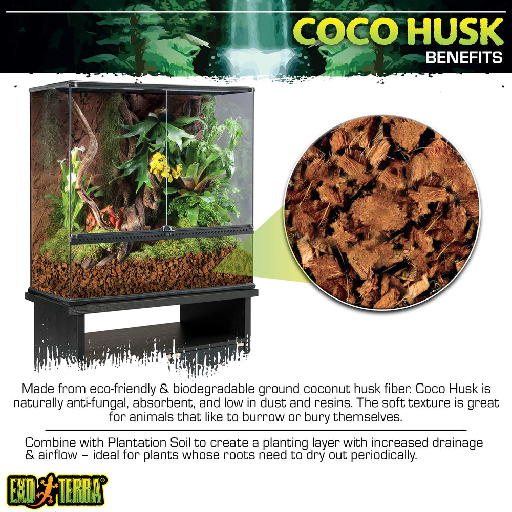 Exo Terra Coco Husk: favorece comportamientos de excavación en terrarios.
