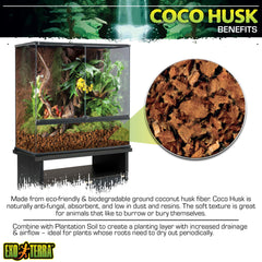 Exo Terra Coco Husk: favorece comportamientos de excavación en terrarios.