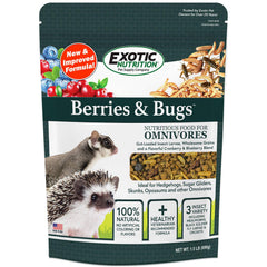 Exotic Nutrition bayas y bichos: ingredientes naturales de alta proteína para insectívoros.