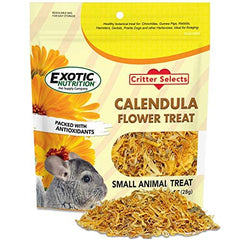 Exotic Nutrition Calendula Flower Treat: flor seca lista para forraje y enriquecimiento.