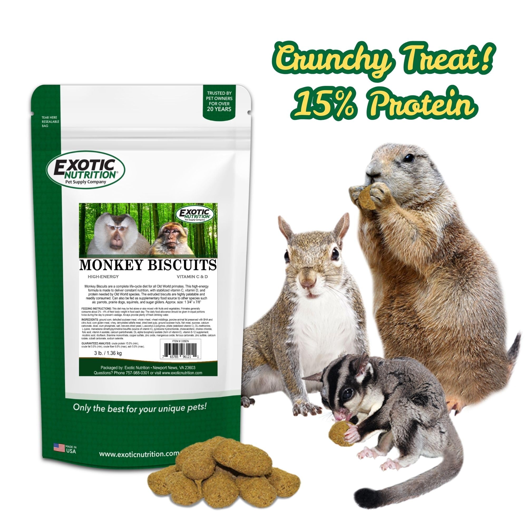 Exotic Nutrition galletas mono dieta completa para primates
