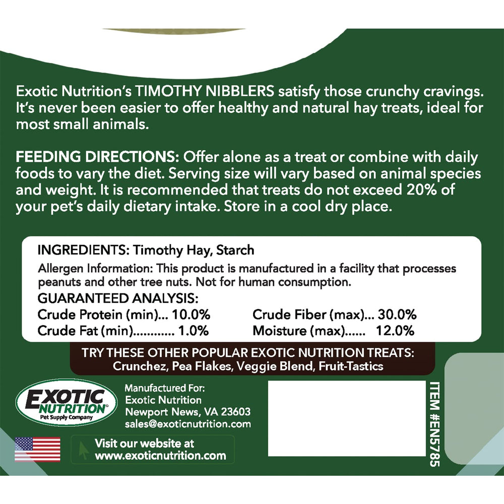 Exotic Nutrition mordiscos Timothy, para degus, ayuda al cuidado dental diario.