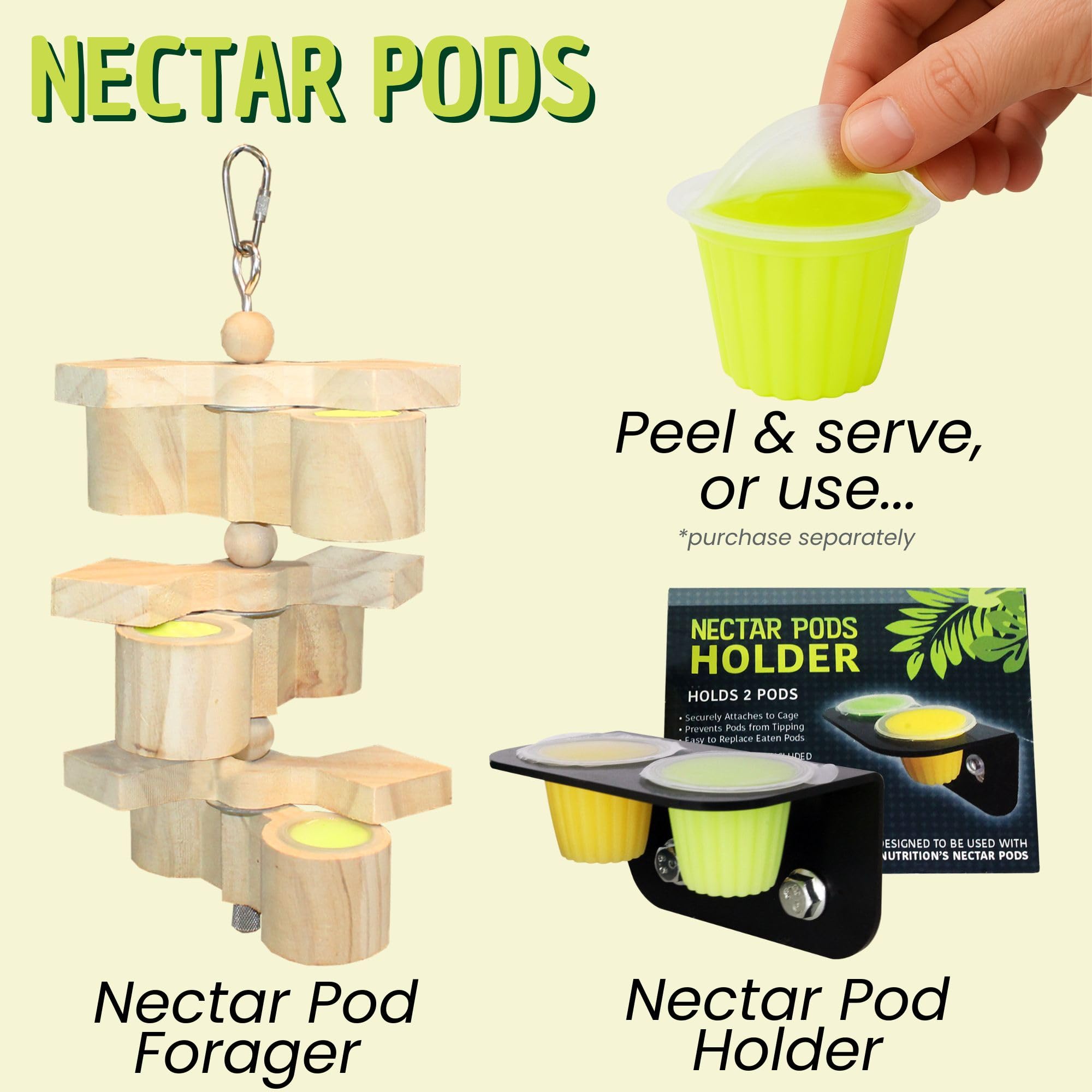 Nectar Pods con jugo de manzana, Exotic Nutrition, sabor refrescante para aves.