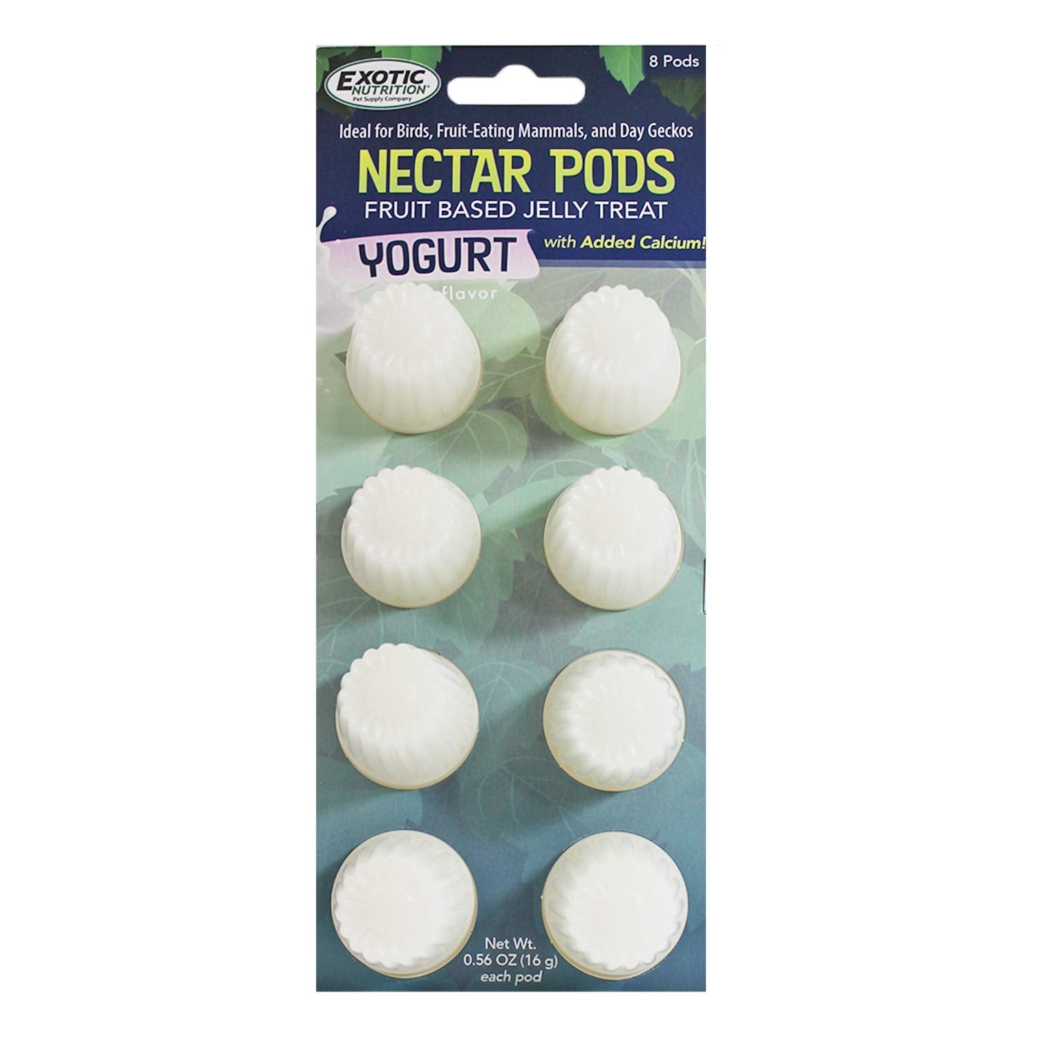 Nectar Pods de Exotic Nutrition: gelatina de fruta con calcio para aves pequeñas.