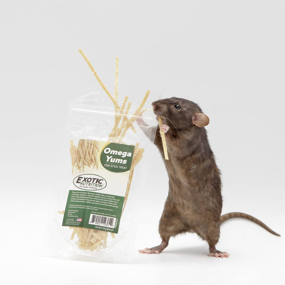 Omega YUMS Exotic Nutrition barrita-pescado para ardillas, aporta nutrientes y sabor.