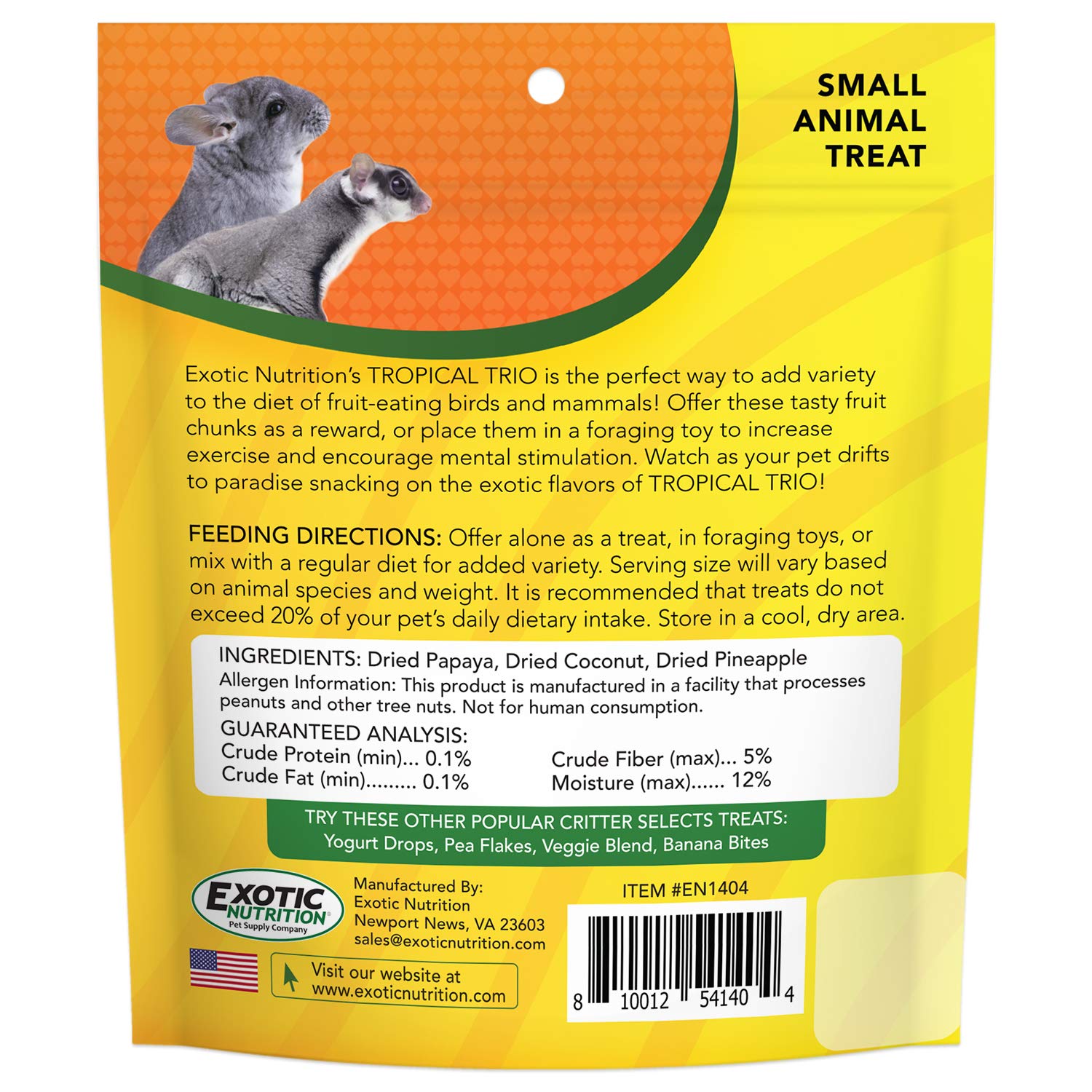 Exotic Nutrition Tropical Trio en juguete de forraje para ejercicio.