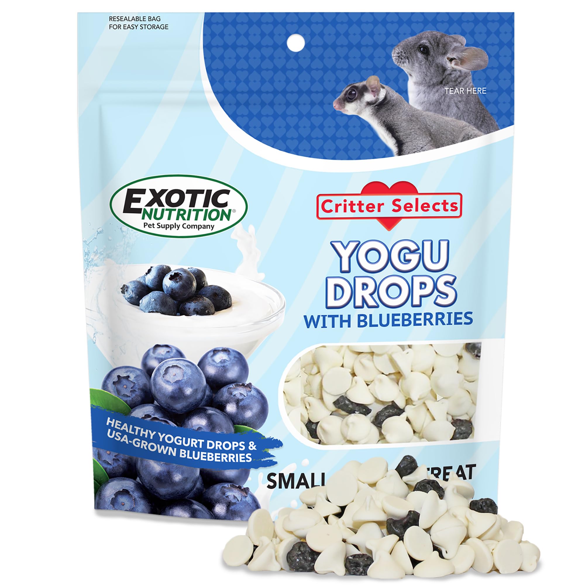 Exotic Nutrition Yogu Drops con arándano, paquete para premiar y alimentar con sabor