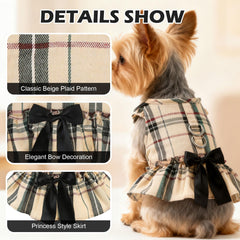 EXPAWLORER arnés para perro talla S con diseño de cuadros beige y ajuste seguro.