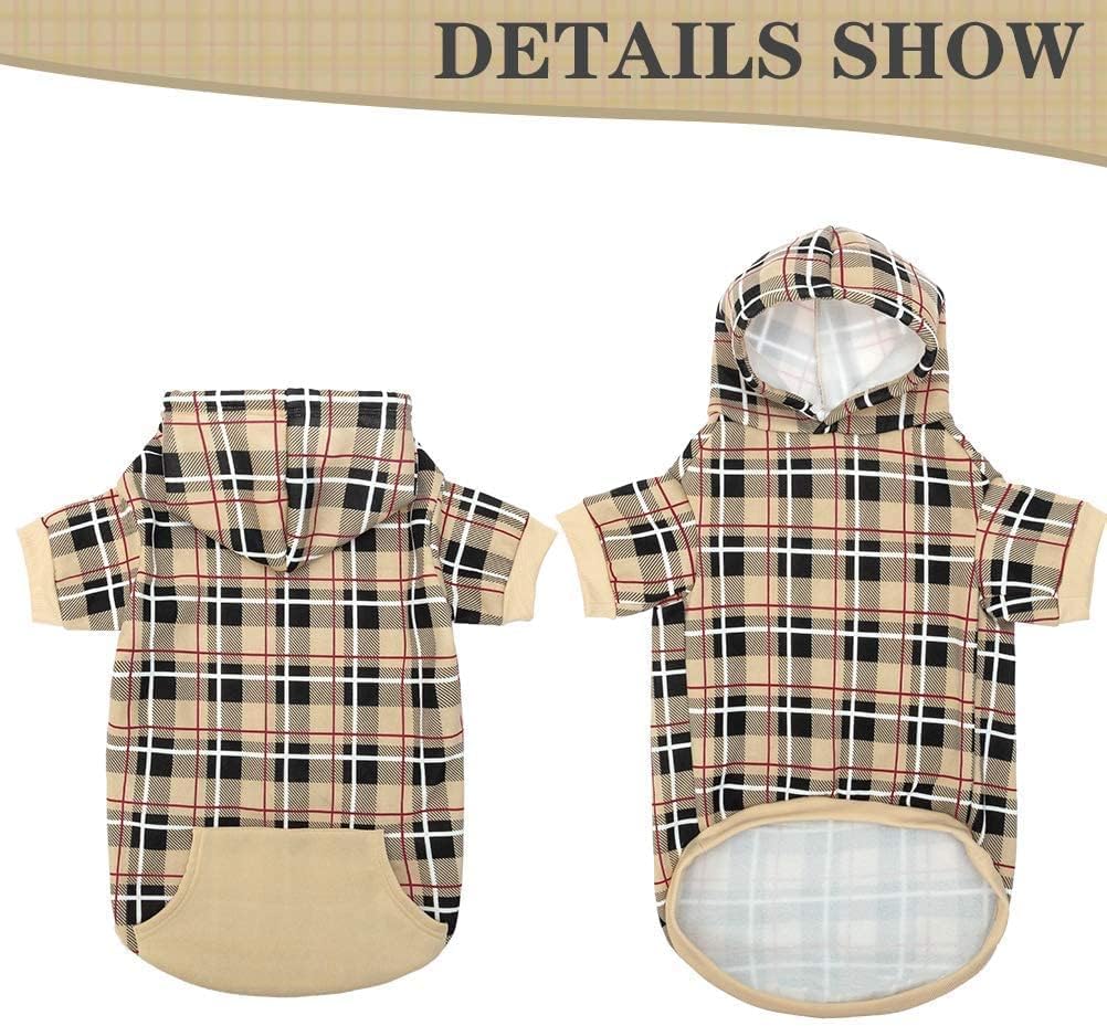 EXPAWLORER Plaid Dog Hoodie textura suave interior para confort diario