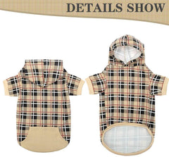 EXPAWLORER Plaid Dog Hoodie textura suave interior para confort diario