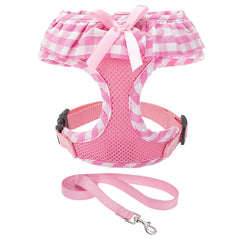 EXPAWLORER arnés para perros rosa con cuadros, paso sencillo para caminatas cómodas.