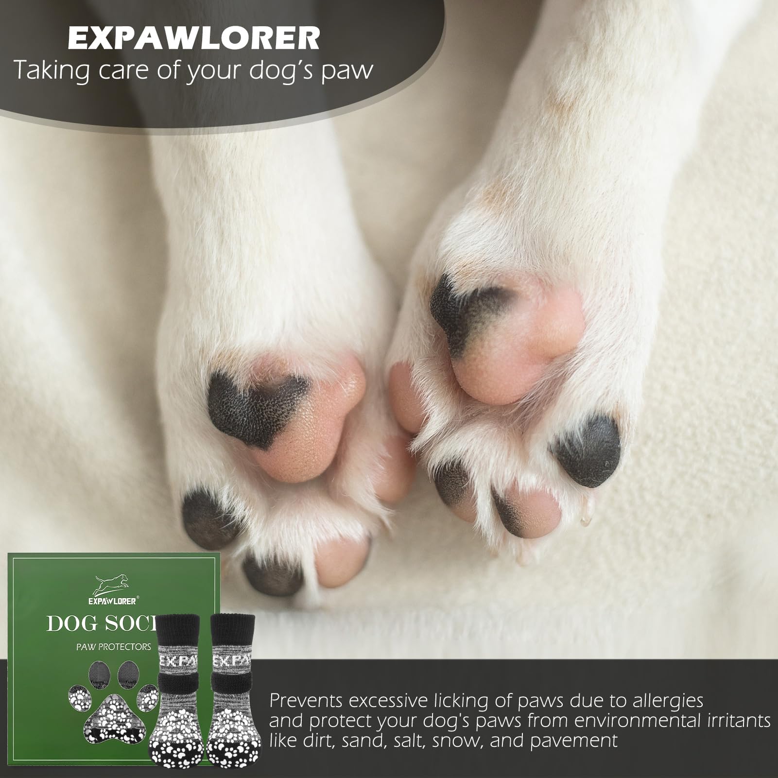EXPAWLORER calcetines perro antideslizantes ajuste elastico, sujecion segura.