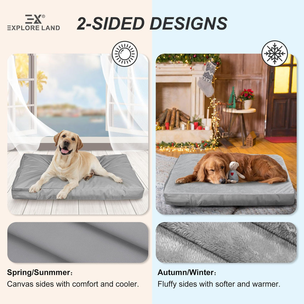 Explore Land: funda suave para cama de perro gris para confort diario.