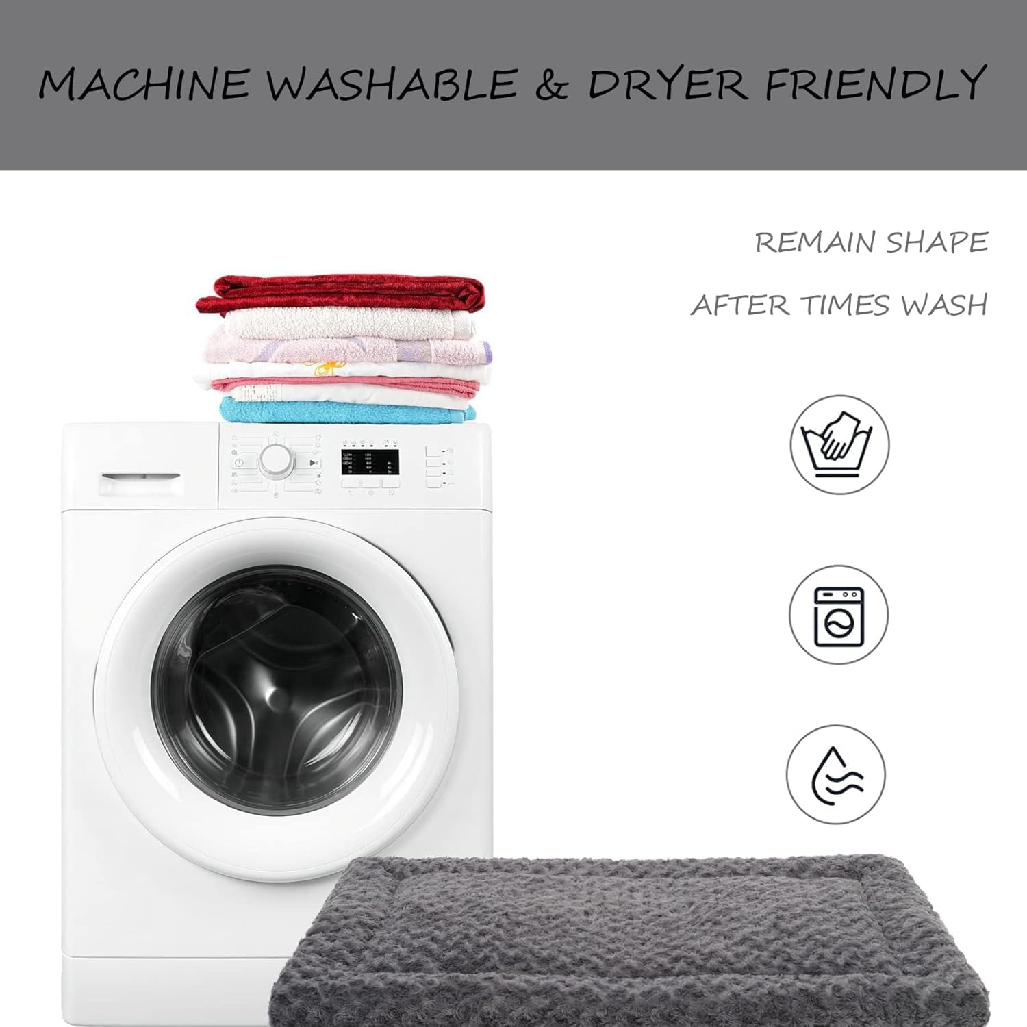 Exsnugy cama perro diseño rectangular gris, uso versátil