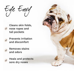 Polvo para manchas de lágrimas Eye Envy mantiene área ocular seca y limpia.