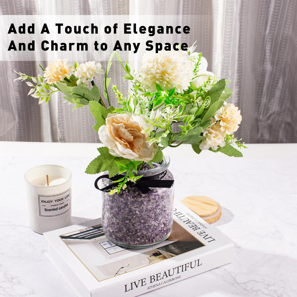 Amatista EZEELAI en bol de vidrio, ideal para decoración de mesa.