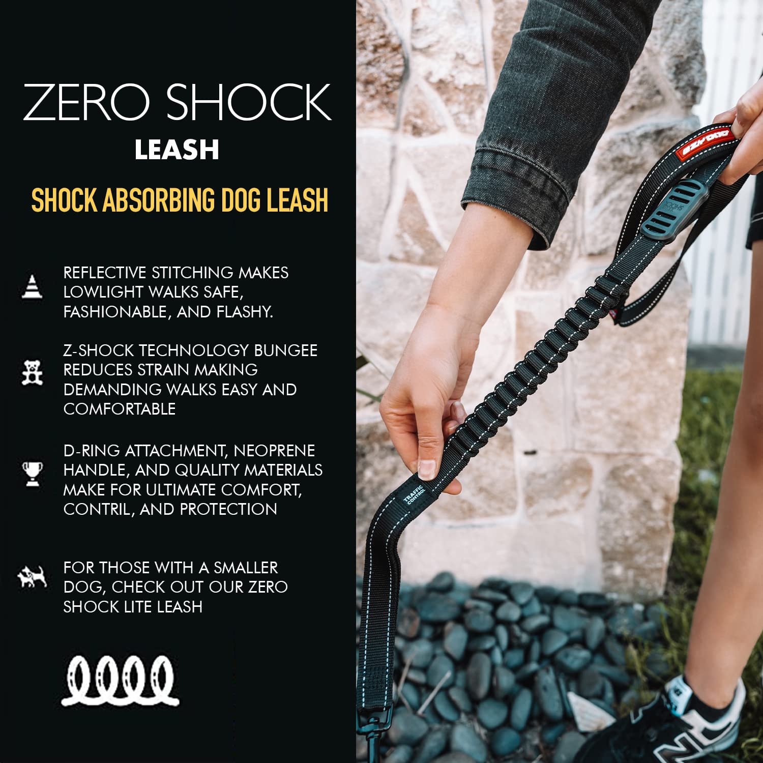 EzyDog Zero Shock, mango de neopreno para un agarre cómodo y seguro.