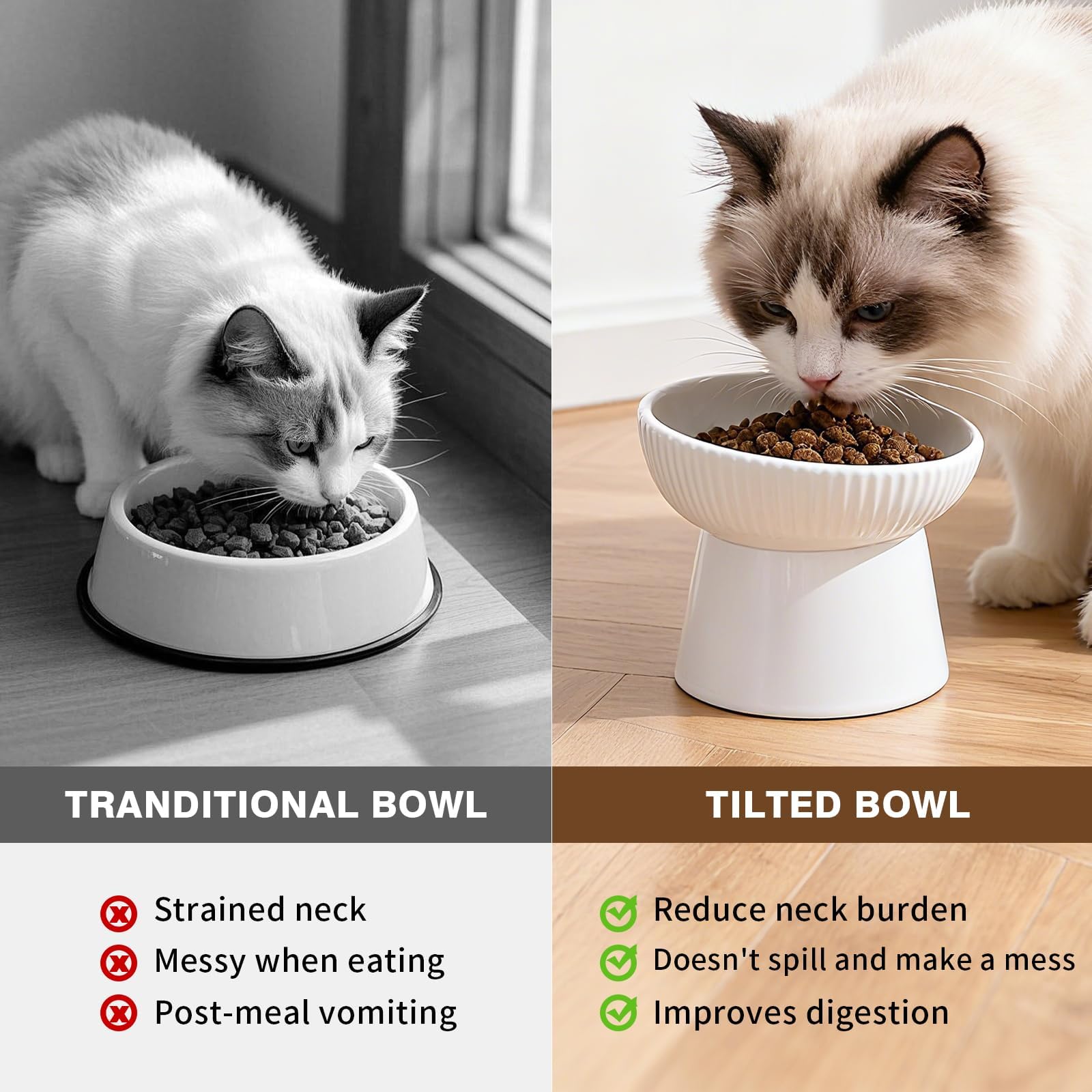 Cuenco elevado cerámico para gatos, fácil de limpiar en cocina diaria.
