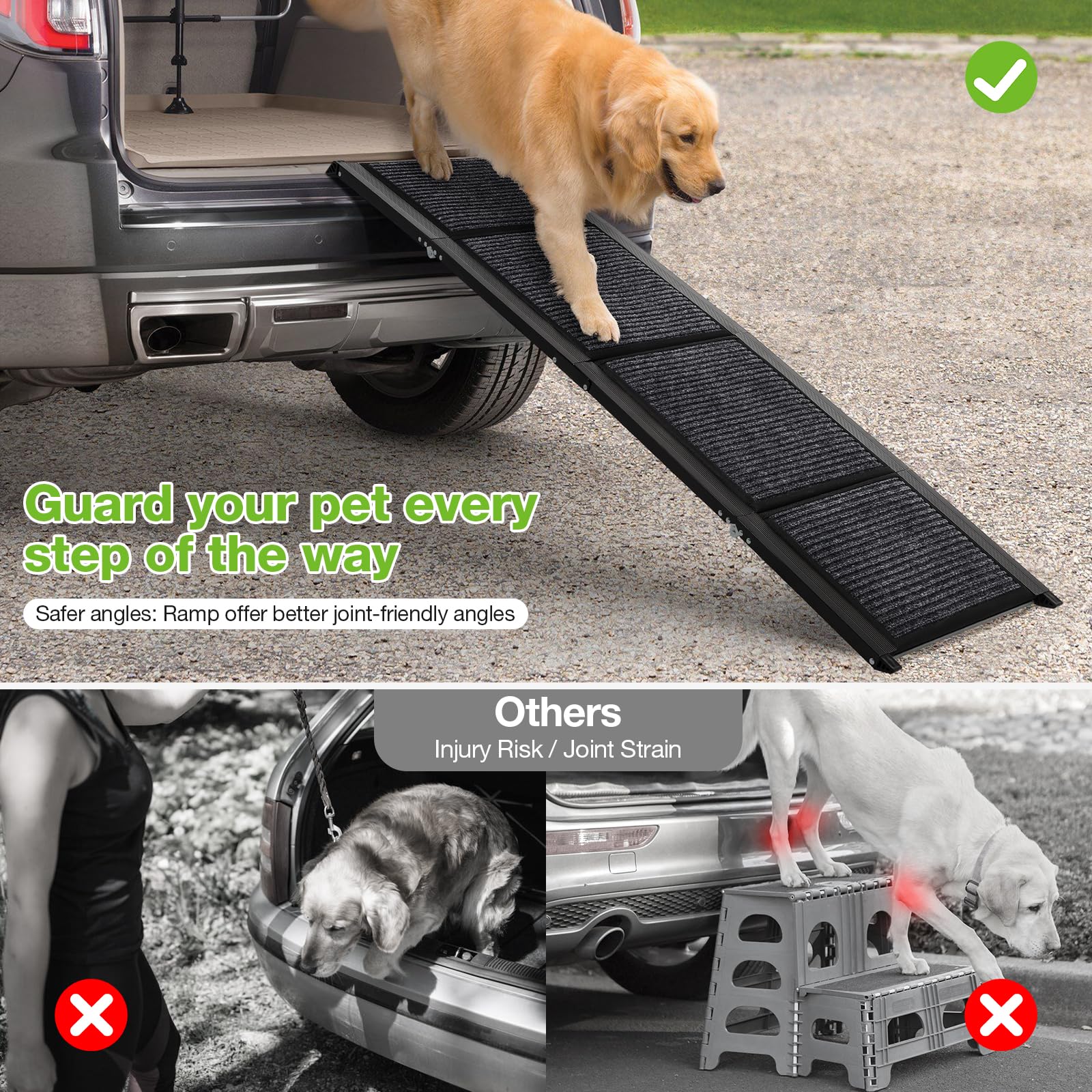 FAHKNS rampa para perros plegada de diseño compacto facilita guardado.
