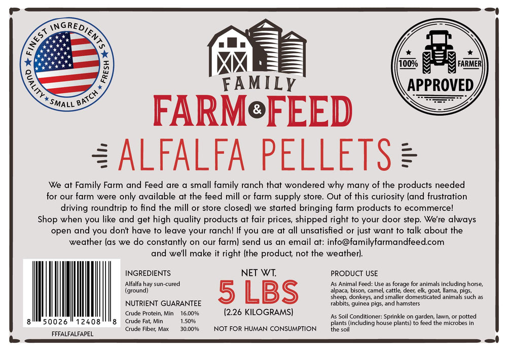 Alfalfa pellets huele a heno fresco, FAMILY FARM AND FEED