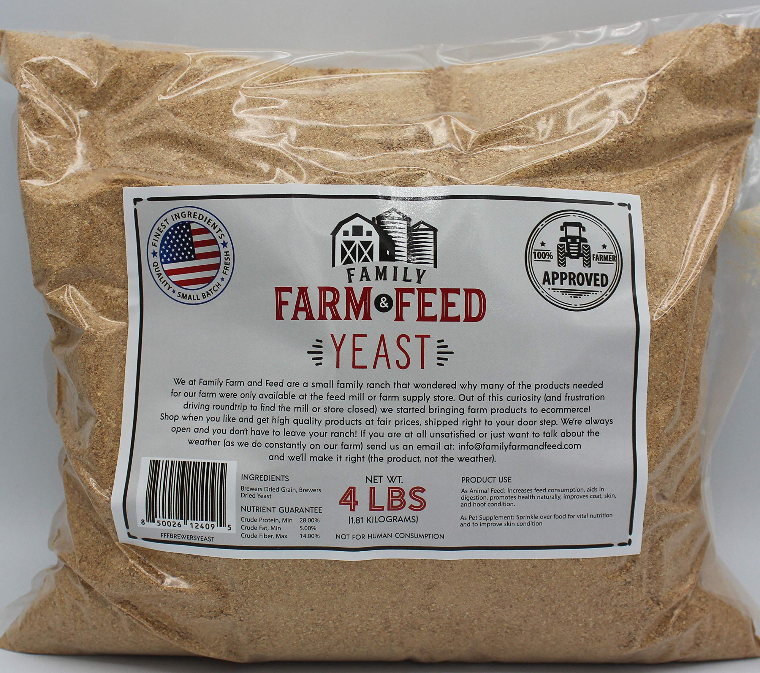 FAMILY FARM AND FEED levadura de cerveza en frasco transparente para almacenamiento seguro