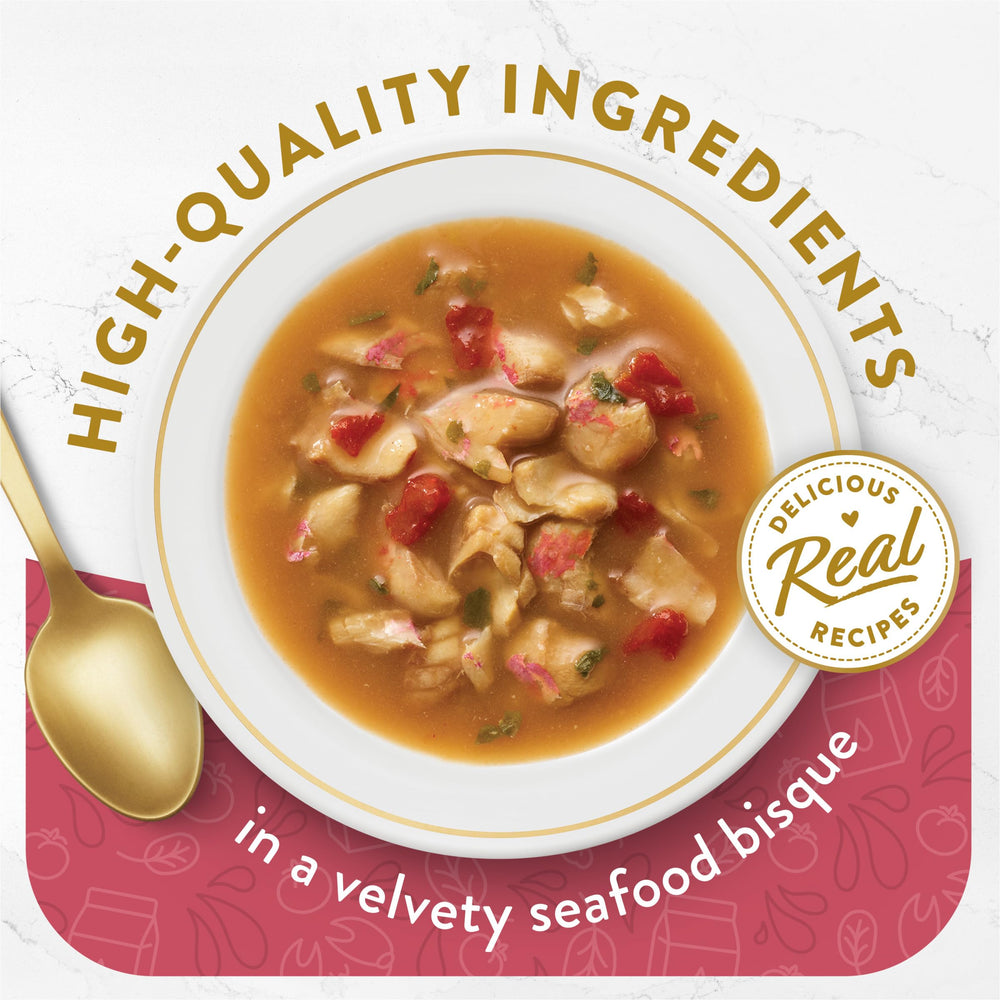 Derrame de fondo cremoso Fancy Feast Broths para humedad en la comida