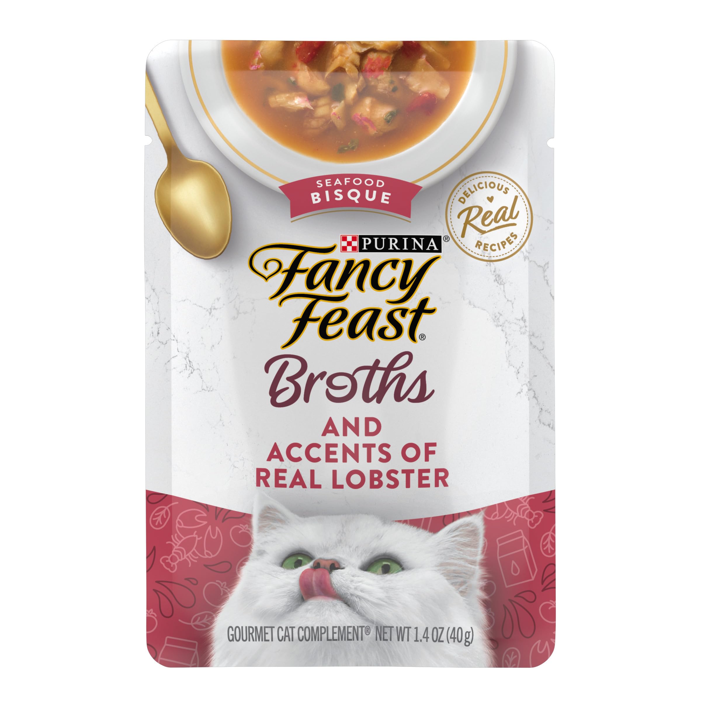 Fancy Feast Broths con langosta real en bolsa para gatos adultos