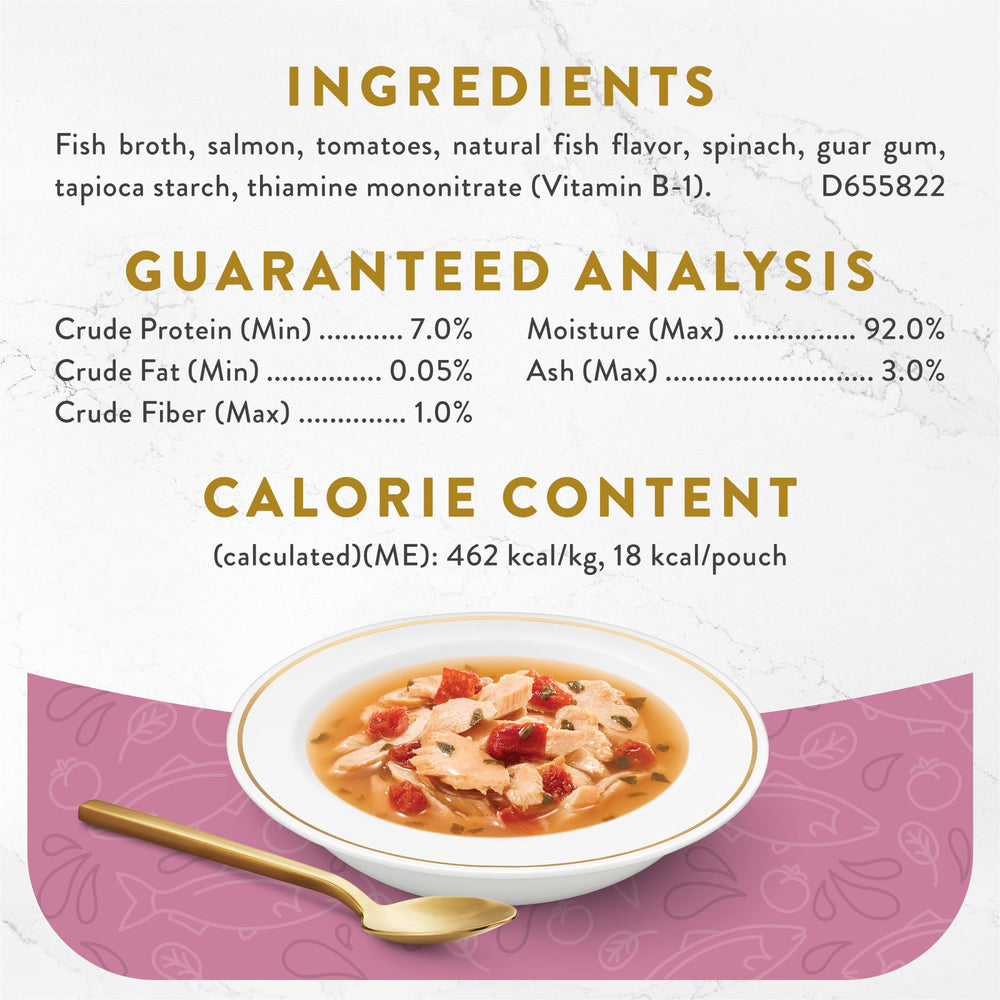 Fancy Feast Broths mezclar con kibble para mayor sabor y textura.