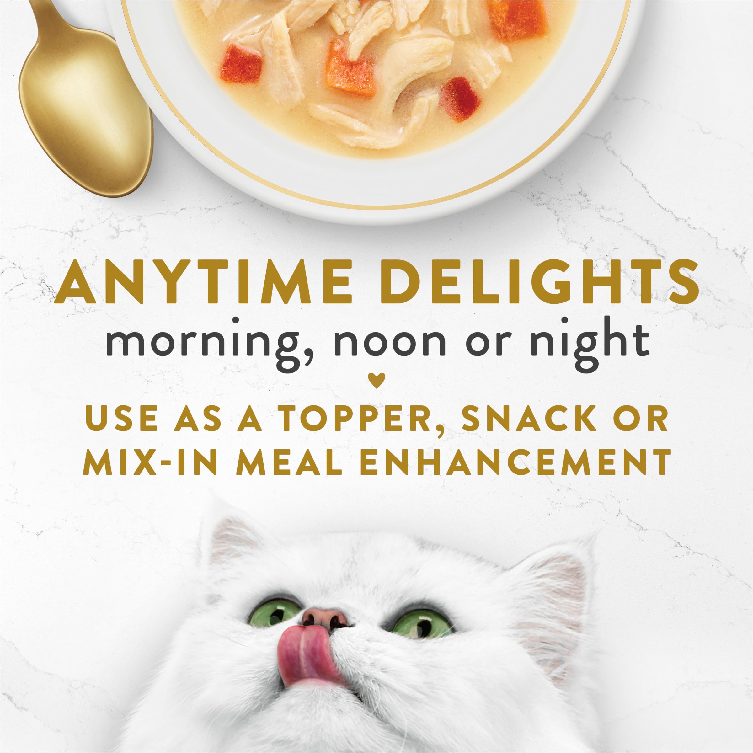 Fancy Feast porción fácil de verter para facilitar la rutina de alimentación.