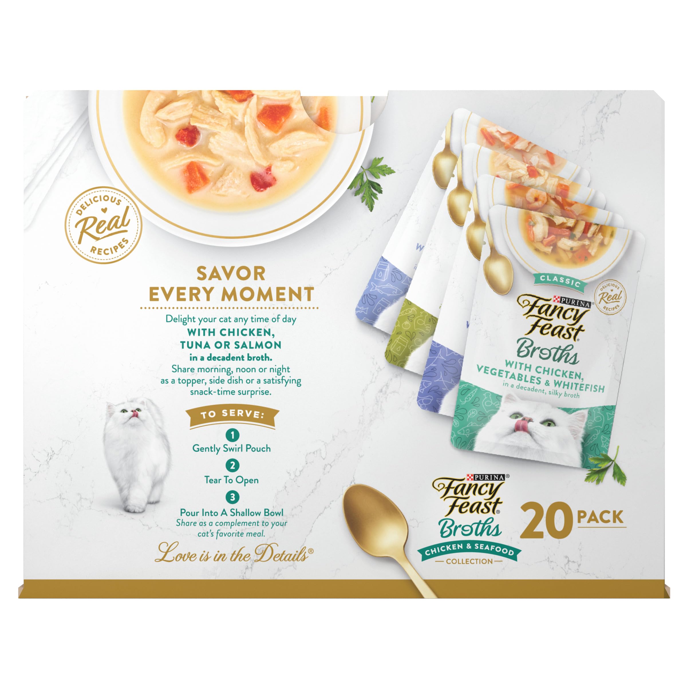 Fancy Feast Broths: porciones listas para servir, fáciles de dosificar