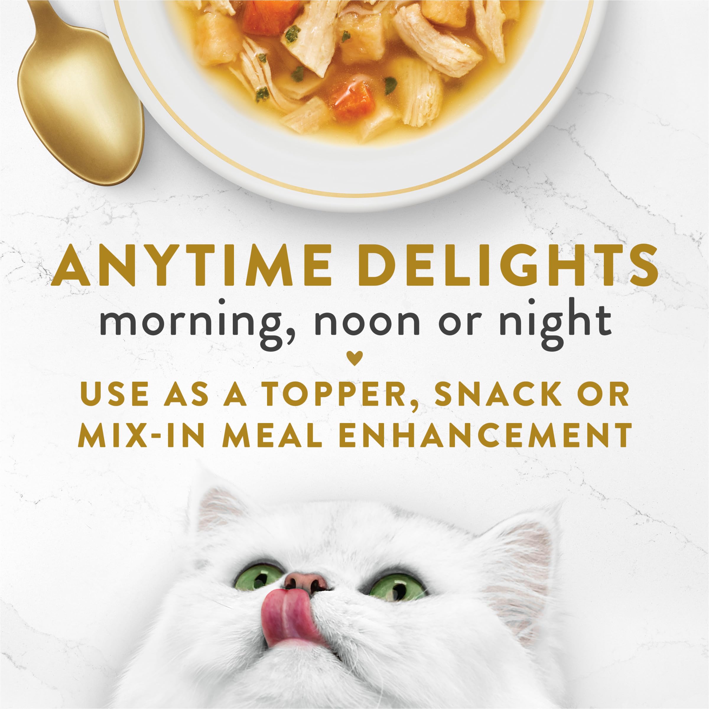 Fancy Feast Broths sabor-clasico: sabor reconfortante para variar las comidas.