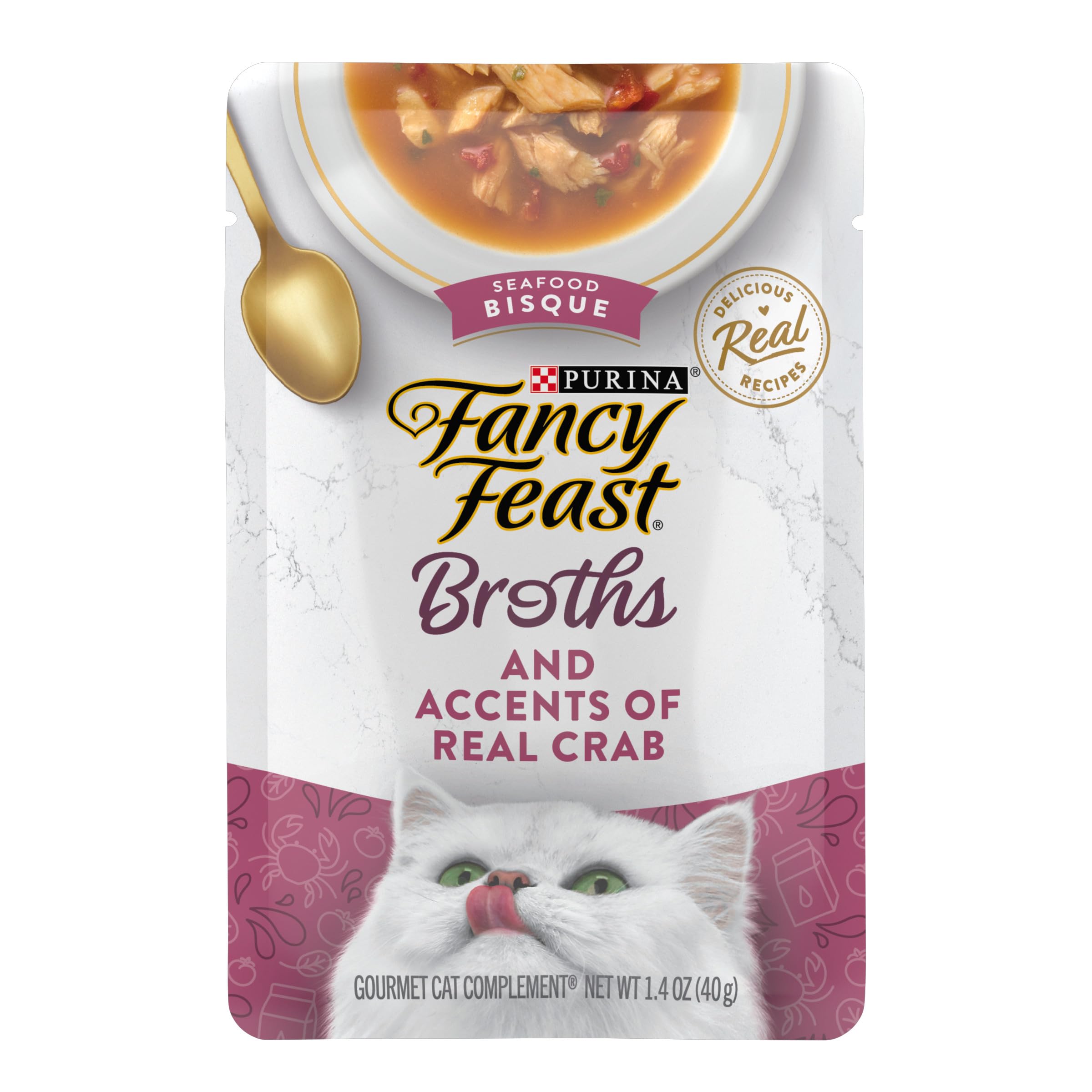 Fancy Feast calido caldo marino con cangrejo real, sabor gourmet