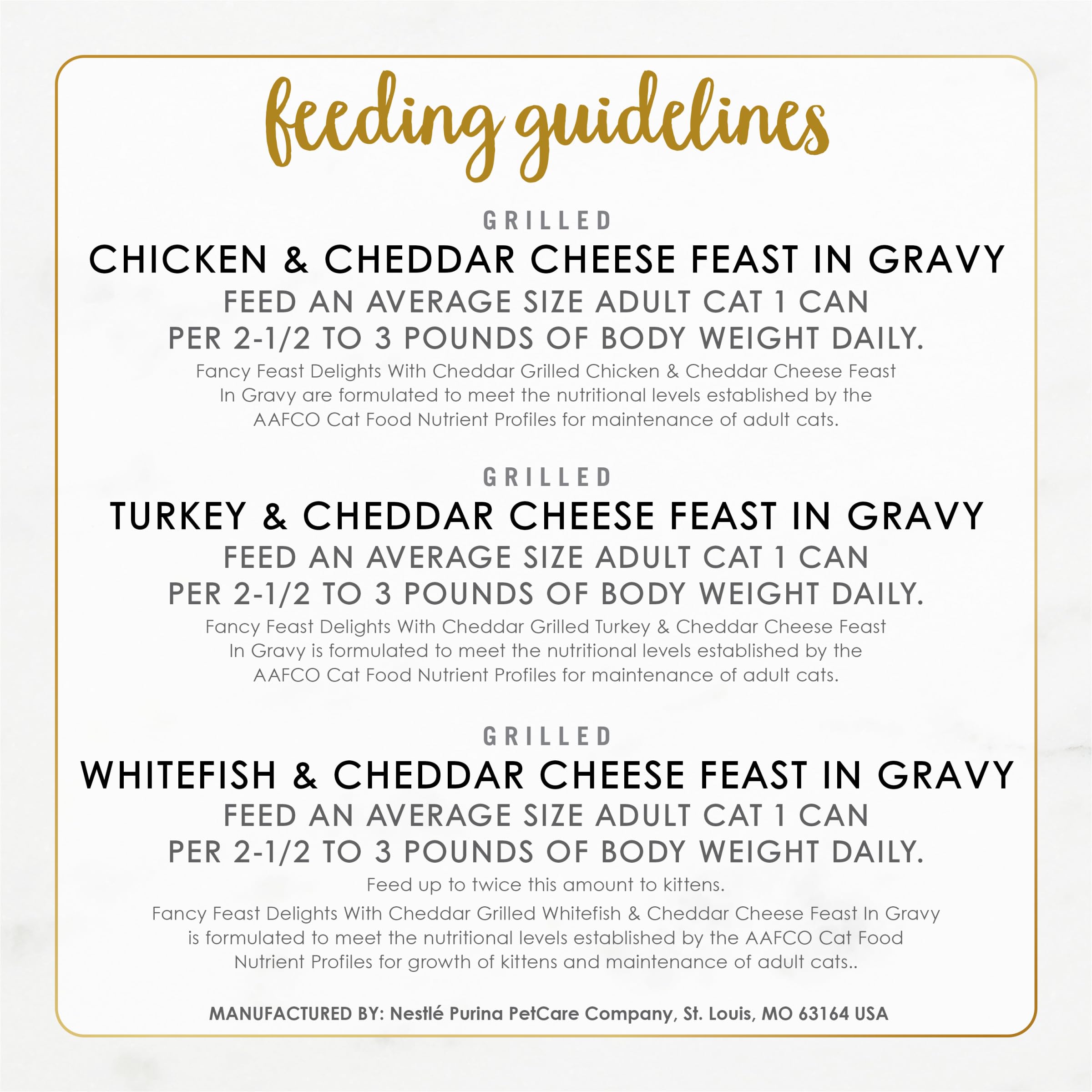 Fancy Feast Delights caja de 24 latas, tres sabores de carne y cheddar