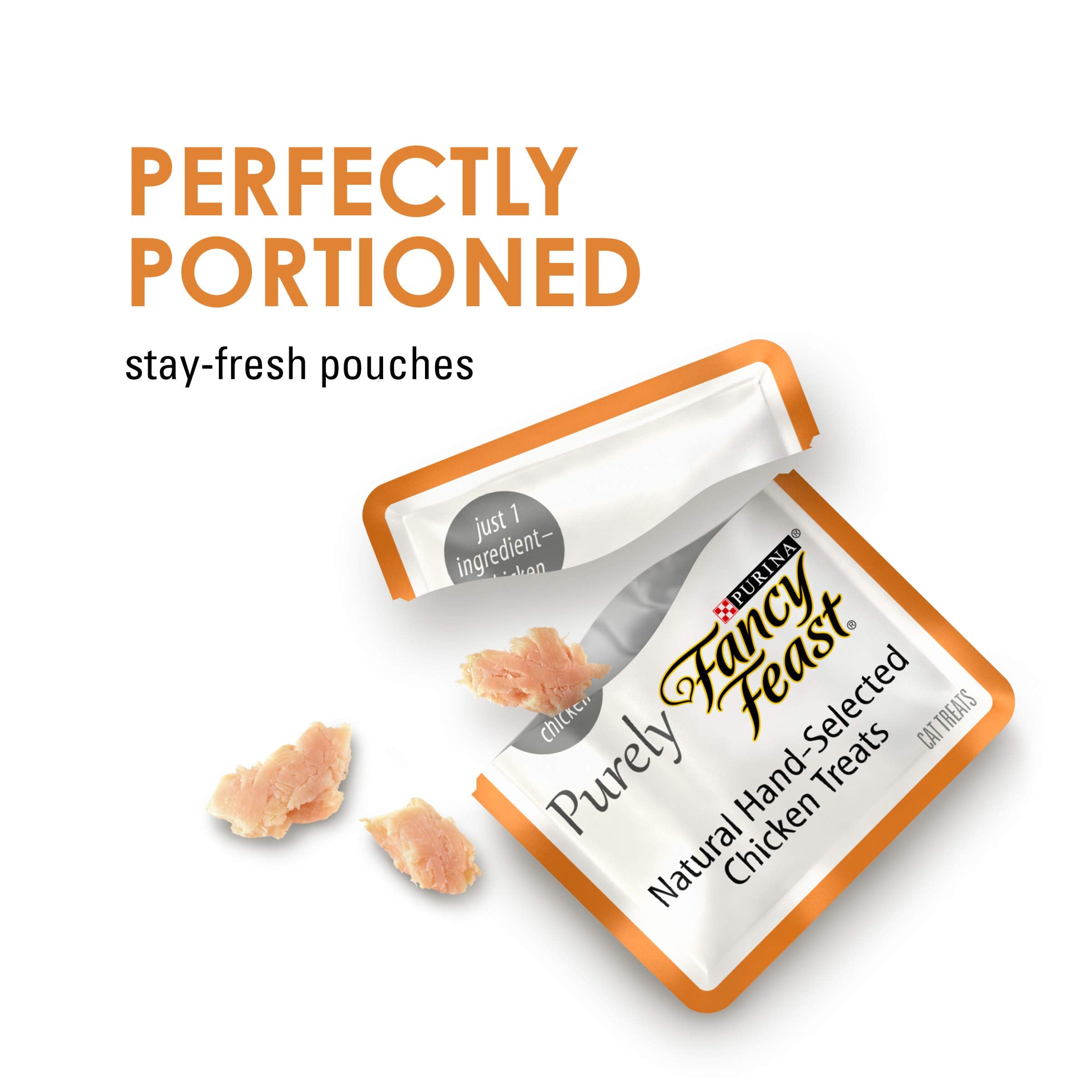 Purina Fancy Feast empaque práctico para snack en cualquier momento.