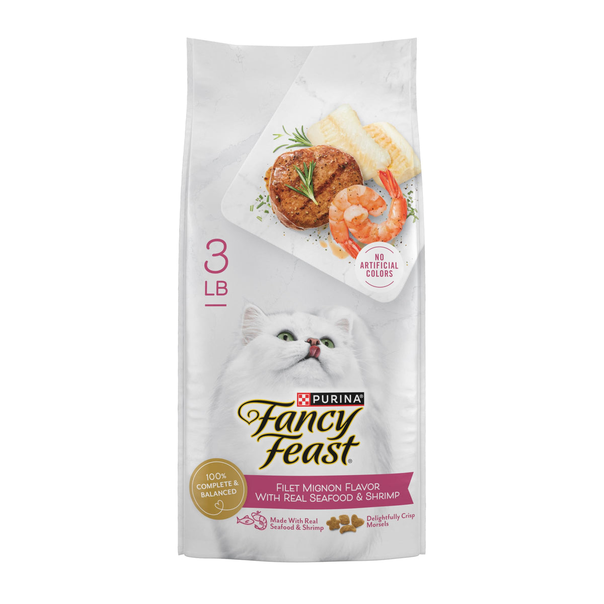 Purina Fancy Feast Filet Mignon con mariscos, bocados crujientes para gatos