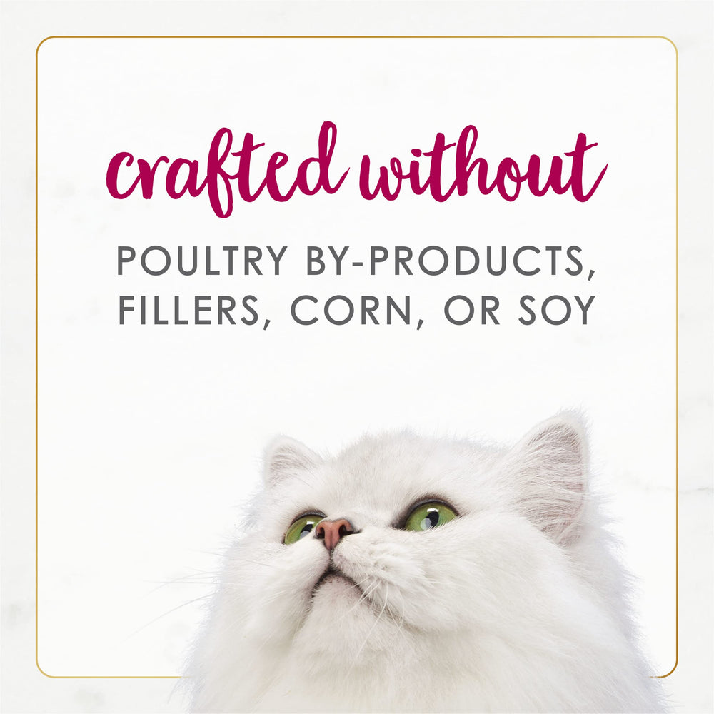 Fancy Feast Gourmet Naturals adult cat meal suggests balanced nutrition with vitamins and minerals