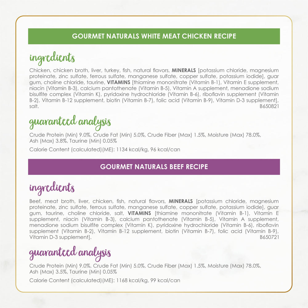 Fancy Feast Gourmet Naturals: porción de 3 oz, pollo para gatos activos.