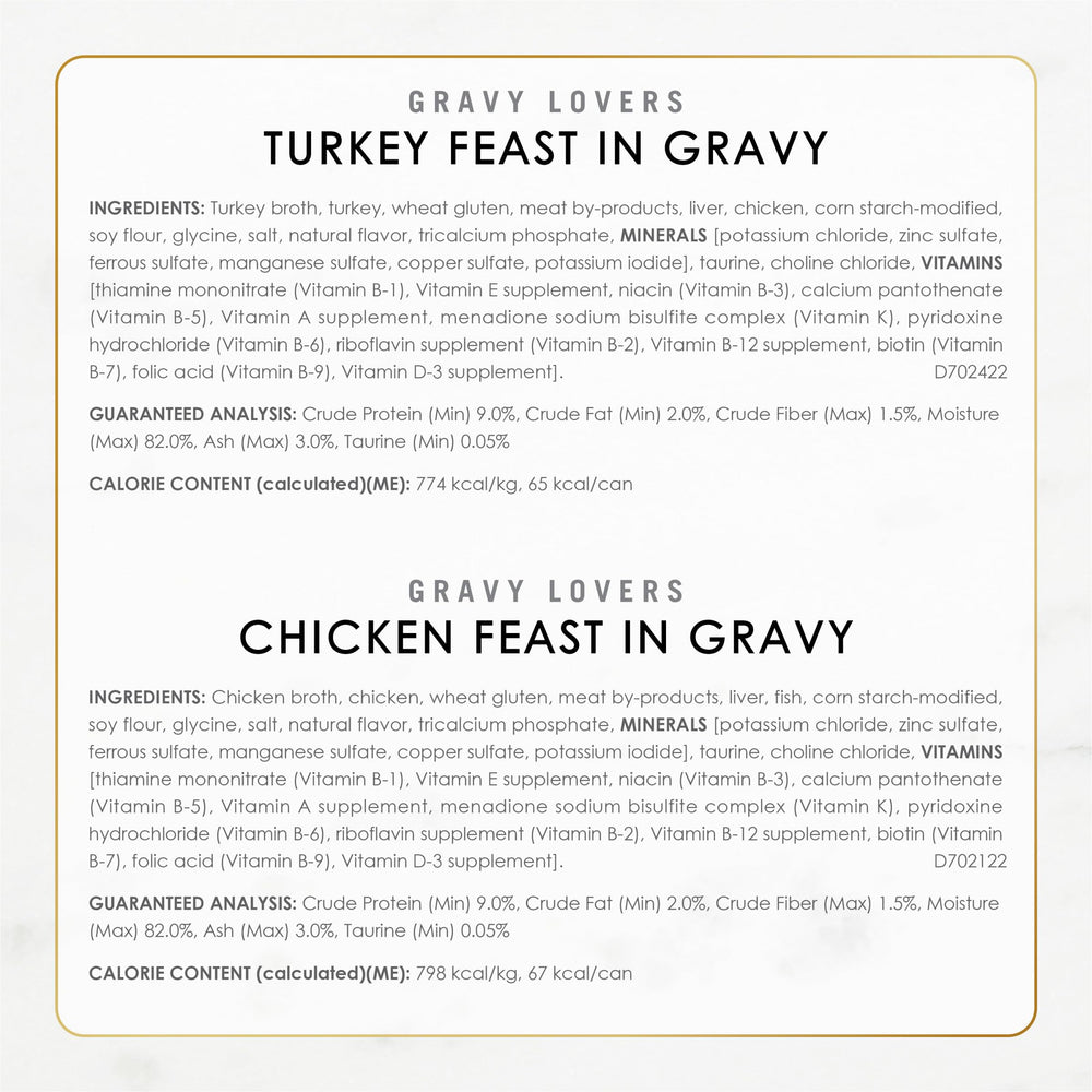 Bocados delicados de Fancy Feast Gravy Lovers, textura agradable para masticar.
